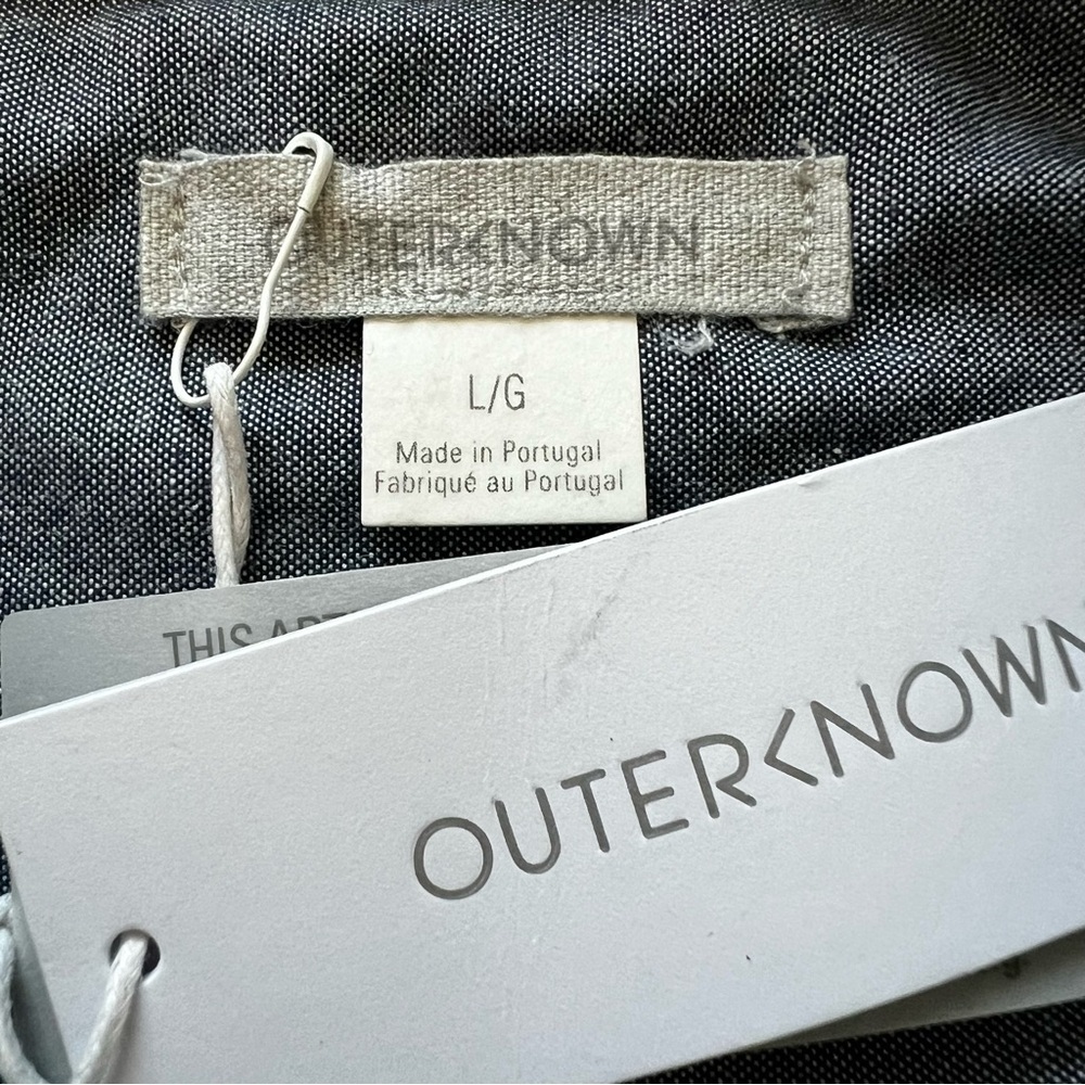 NWT Outerknown Blanket Shirt Dress Organic Cotton Plaid Grey White L - Picture 13 of 16